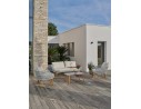Salon bas de jardin CUZCO 5 places en aluminium imitation bois et corde tissée - BLANC