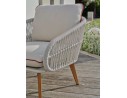 Salon bas de jardin CUZCO 5 places en aluminium imitation bois et corde tissée - BLANC