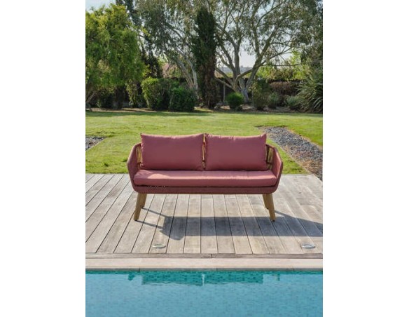 Salon bas de jardin 4 places en bois d'acacia - Terracotta - BAHIA