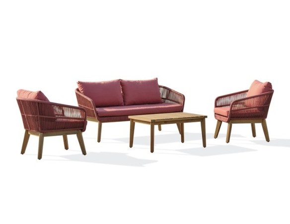 salon de jardin bas terracotta en bois d'acacia