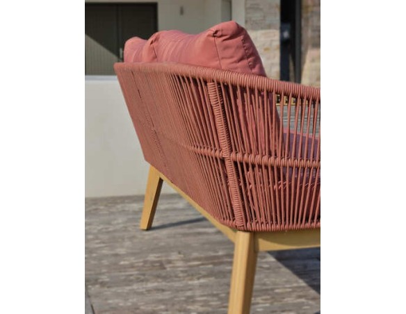 Salon bas de jardin 4 places en bois d'acacia - Terracotta - BAHIA