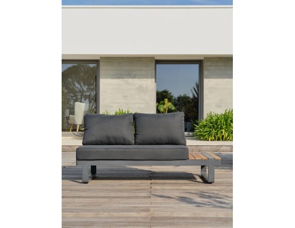Salon de jardin d'angle 6 places en teck et aluminium - ALICANTE | Élégance et confort extérieur