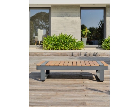 Salon de jardin d'angle 6 places en teck et aluminium - ALICANTE | Élégance et confort extérieur