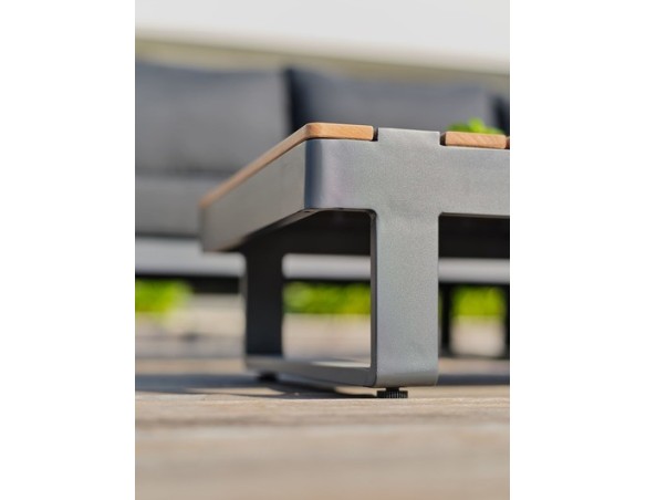 Salon de jardin d'angle 6 places en teck et aluminium - ALICANTE | Élégance et confort extérieur