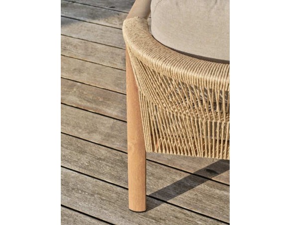 Salon bas de jardin GOYA 5 places en aluminium imitation bois - GRIS