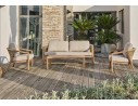 Salon bas de jardin GOYA 5 places en aluminium imitation bois - GRIS