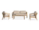 Salon bas de jardin GOYA 5 places en aluminium imitation bois - GRIS