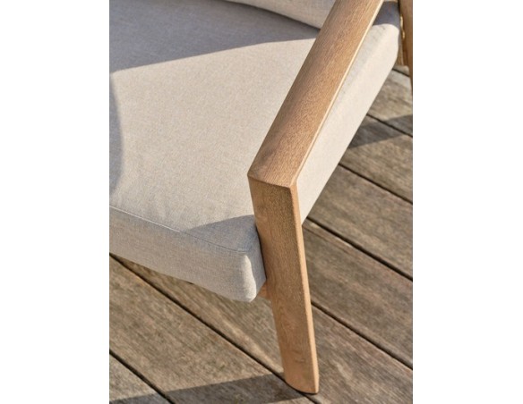 Salon bas de jardin GOYA 5 places en aluminium imitation bois - GRIS