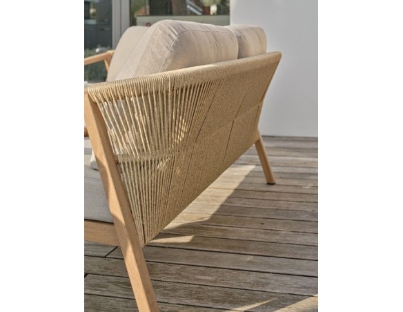 Salon bas de jardin GOYA 5 places en aluminium imitation bois - GRIS