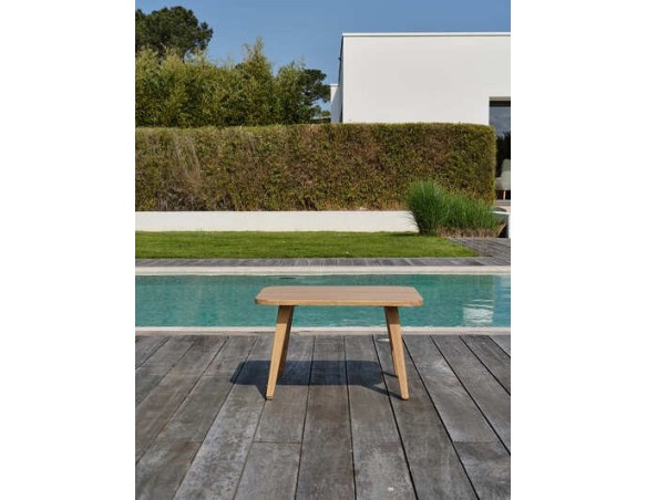 Salon bas de jardin IBARRA 5 places en aluminium imitation bois et corde tissée - ECRU