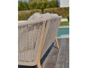 Salon bas de jardin IBARRA 5 places en aluminium imitation bois et corde tissée - ECRU