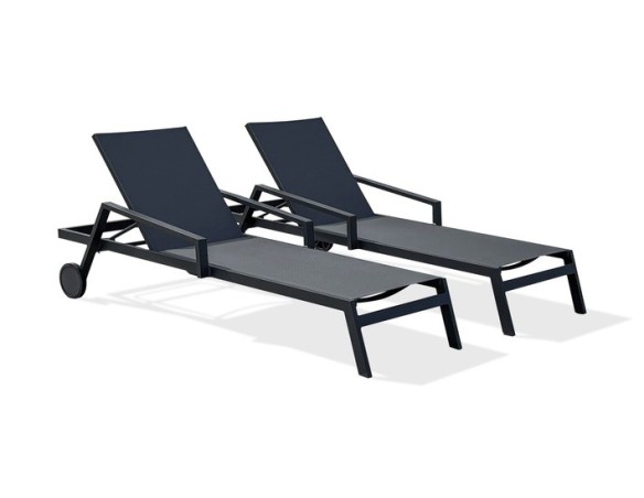 Chaise longue anthracite dossier 5 positions Ibiza - House and Garden