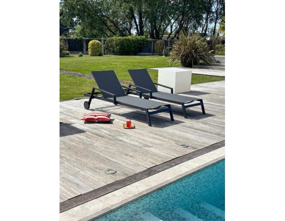Chaise longue anthracite dossier 5 positions Ibiza - House and Garden