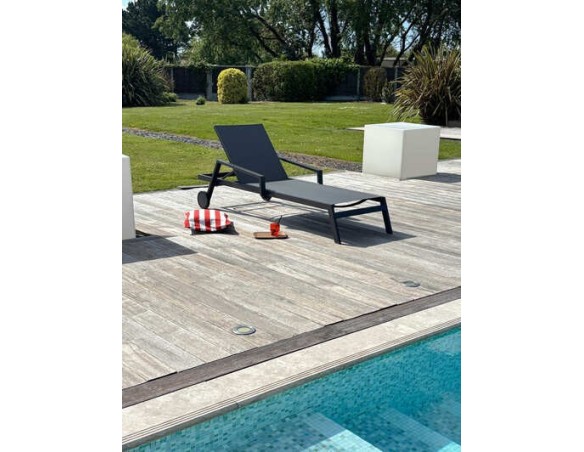Chaise longue anthracite dossier 5 positions Ibiza - House and Garden