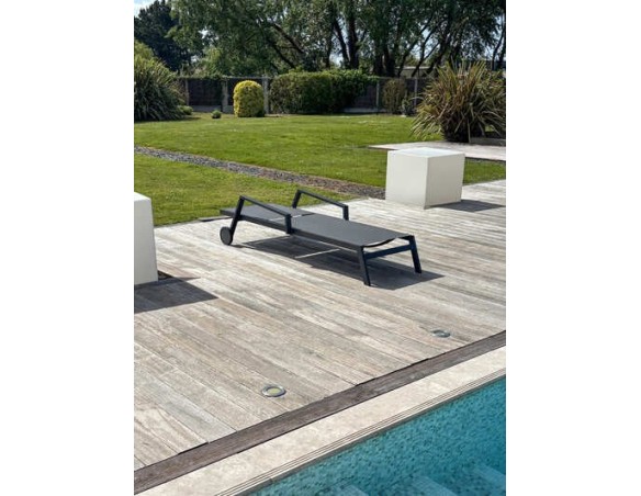 Chaise longue anthracite dossier 5 positions Ibiza - House and Garden