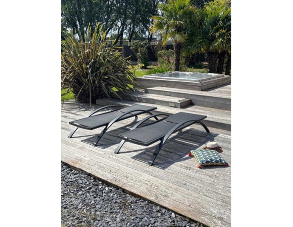 Bain de soleil anthracite inclinable dossier 5 positions - Barcelona