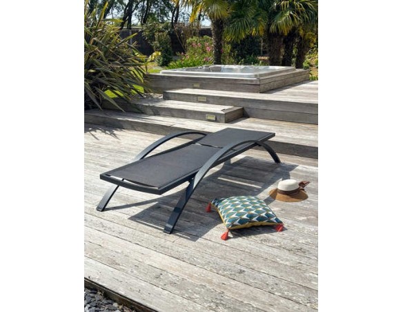 Bain de soleil anthracite inclinable dossier 5 positions - Barcelona