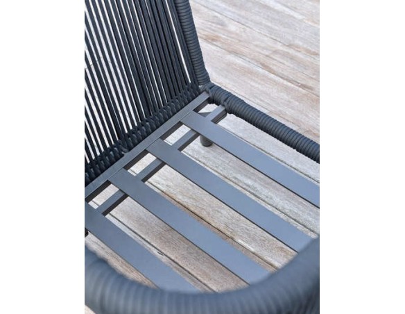 Salon bas de jardin Noir 5 places en aluminium - BIARRITZ