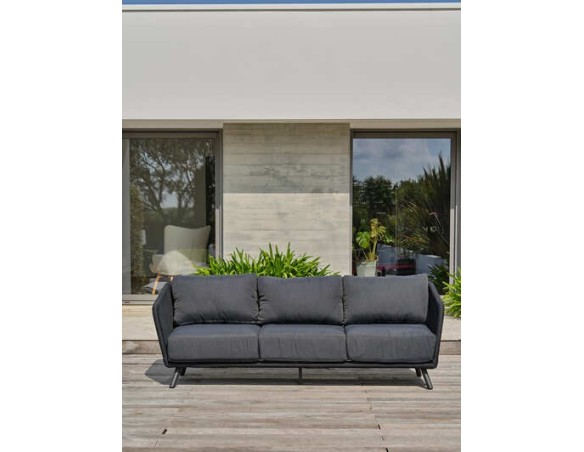 Salon bas de jardin Noir 5 places en aluminium - BIARRITZ