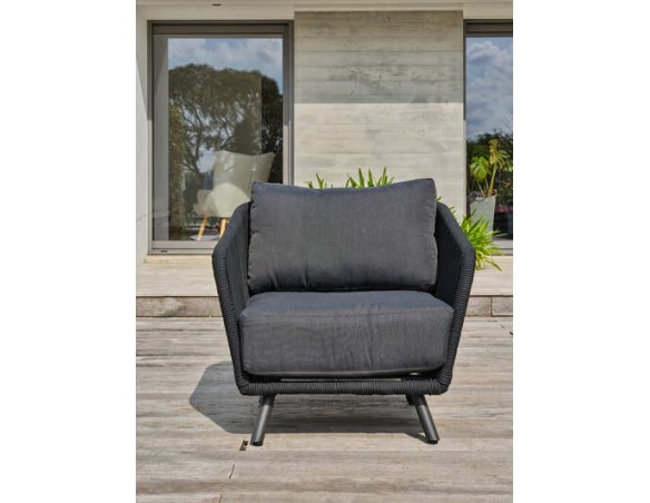Salon bas de jardin Noir 5 places en aluminium - BIARRITZ