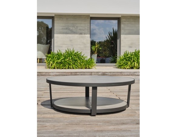 Salon bas de jardin Noir 5 places en aluminium - BIARRITZ