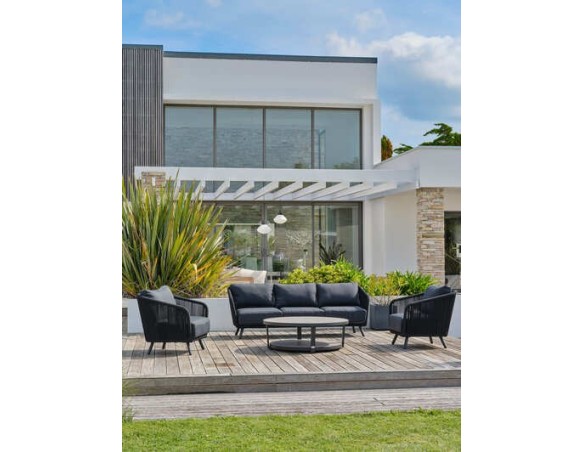 Salon bas de jardin Noir 5 places en aluminium - BIARRITZ