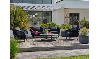 salon de jardin aluminium noir résistant aux intempéries
