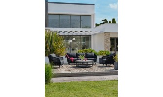 Salon bas de jardin Noir 5 places en aluminium - BIARRITZ