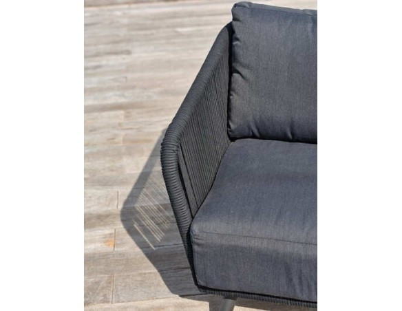 Salon bas de jardin Noir 5 places en aluminium - BIARRITZ