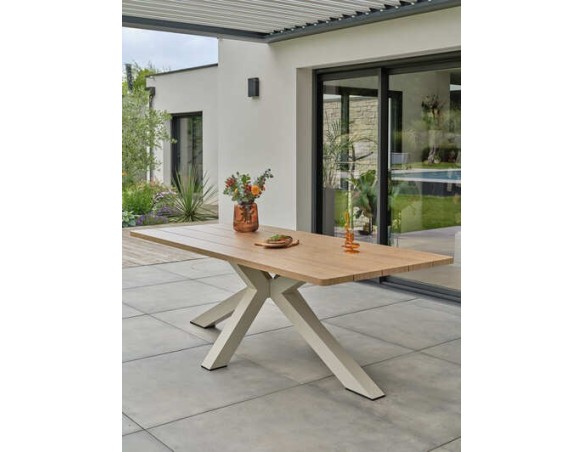 Ensemble repas de jardin grège avec 8 fauteuils - KELIA
