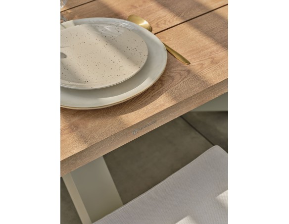 Ensemble repas de jardin grège avec 6 fauteuils - KELIA