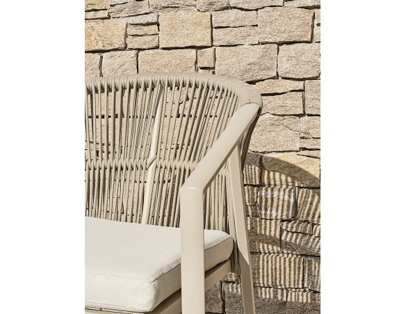 Ensemble repas de jardin grège avec 6 fauteuils - KELIA