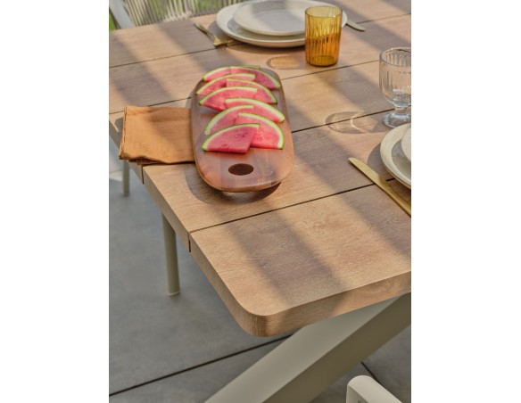 Ensemble repas de jardin grège avec 6 fauteuils - KELIA