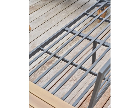 Salon de jardin d'angle 5 places en acier et bois d'acacia - Taupe - CAMINO