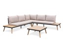 Salon de jardin d'angle 5 places en acier et bois d'acacia - Taupe - CAMINO
