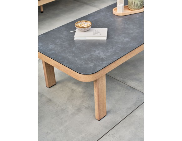 Salon bas de jardin en aluminium - effet bois - JESPAR