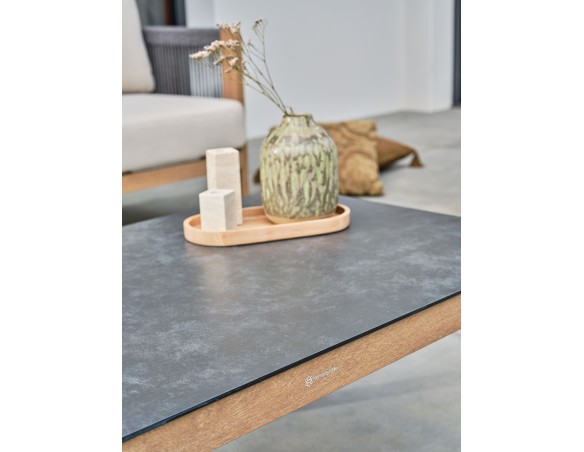Salon bas de jardin en aluminium - effet bois - JESPAR