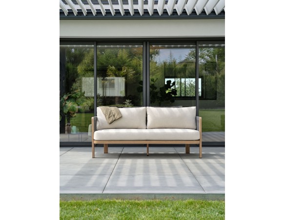 Salon bas de jardin en aluminium - effet bois - JESPAR