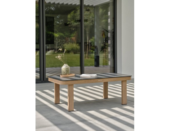 Salon bas de jardin en aluminium - effet bois - JESPAR