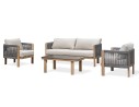 Salon bas de jardin en aluminium - effet bois - JESPAR