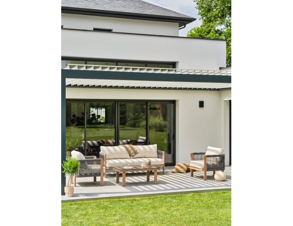 Salon bas de jardin en aluminium - effet bois - JESPAR