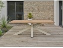 Table de jardin KELIA grège 220 cm, design moderne, plateau effet bois, 8 personnes, 100 % outdoor.