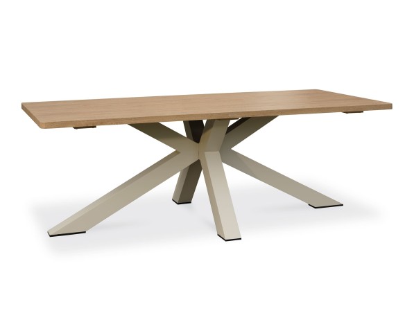 Table de jardin KELIA grège 220 cm, design moderne, plateau effet bois, 8 personnes, 100 % outdoor.