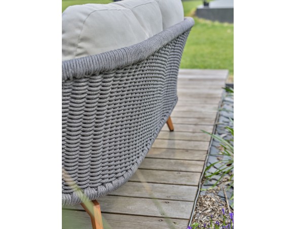 Salon bas de jardin alu et corde Olefin - EFFET BOIS