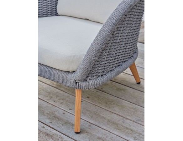 Salon bas de jardin alu et corde Olefin - EFFET BOIS