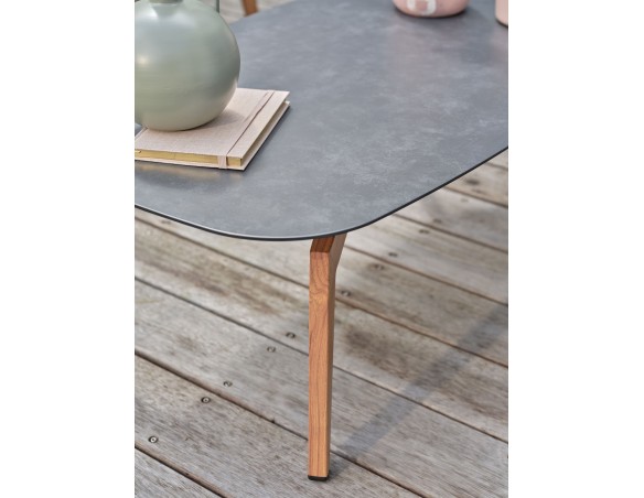 Salon bas de jardin alu et corde Olefin - EFFET BOIS