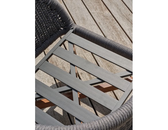 Salon bas de jardin alu et corde Olefin - EFFET BOIS