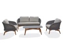 Salon bas de jardin alu et corde Olefin - EFFET BOIS