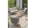 Salon bas de jardin alu et corde Olefin - EFFET BOIS