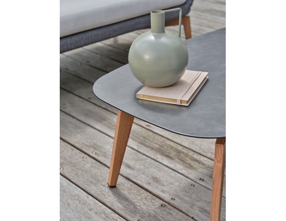 Salon bas de jardin alu et corde Olefin - EFFET BOIS